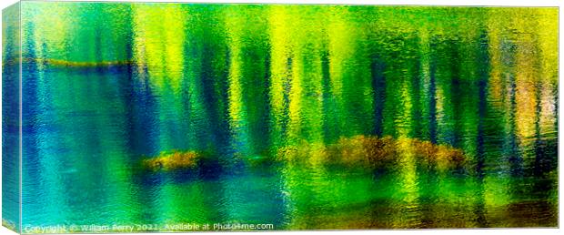 Green Yellow Blue Summer Water Reflection Abstract Wenatchee Riv Canvas Print by William Perry