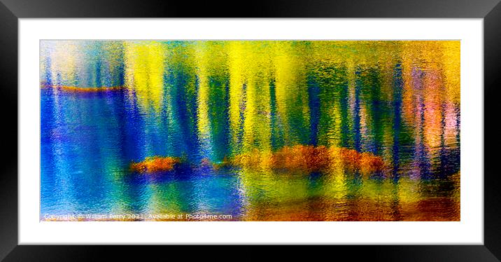 Blue Yellow Pink Spring Water Reflection Abstract Wenatchee Rive Framed Mounted Print by William Perry