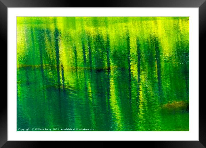 Green Yellow Summer Water Reflection Abstract Wenatchee River Va Framed Mounted Print by William Perry