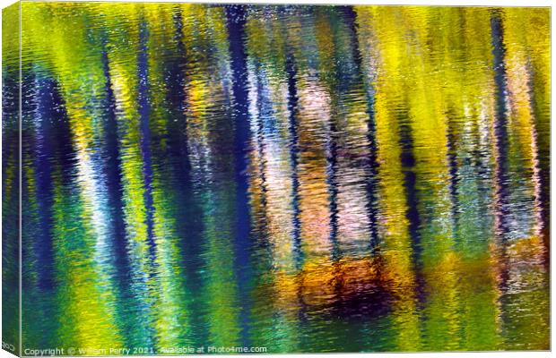 Yellow Pink Summer Water Reflection Abstract Wenatchee River Val Canvas Print by William Perry