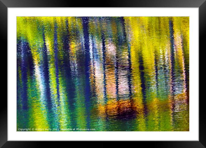 Yellow Pink Summer Water Reflection Abstract Wenatchee River Val Framed Mounted Print by William Perry