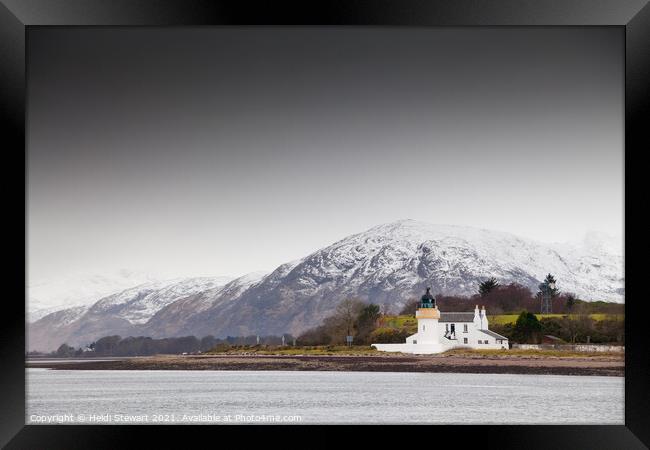 Corran Point Lighthouse Scotland Framed Print by Heidi Stewart