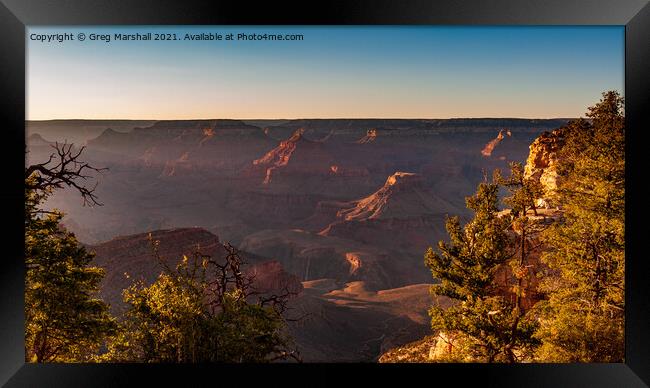 The Grand Canyon in Nevada, USA at sunset Framed Print by Greg Marshall
