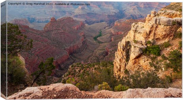 The Grand Canyon looking down on a trail in Nevada, USA Canvas Print by Greg Marshall