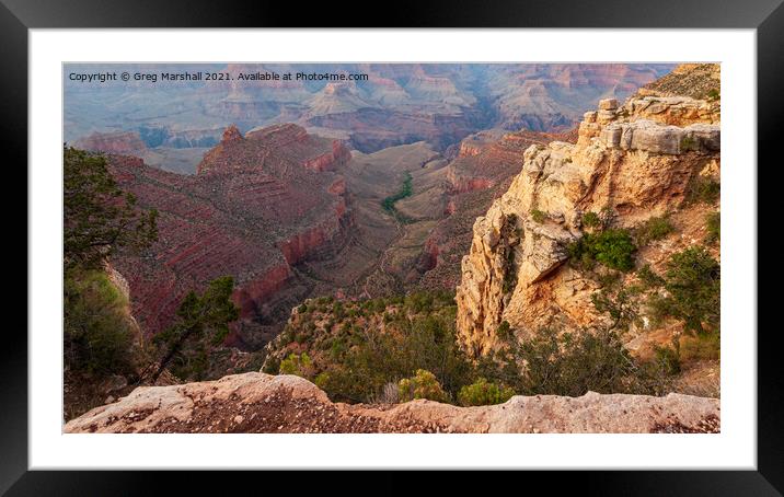 The Grand Canyon looking down on a trail in Nevada, USA Framed Mounted Print by Greg Marshall