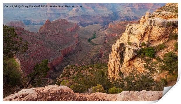 The Grand Canyon looking down on a trail in Nevada, USA Print by Greg Marshall