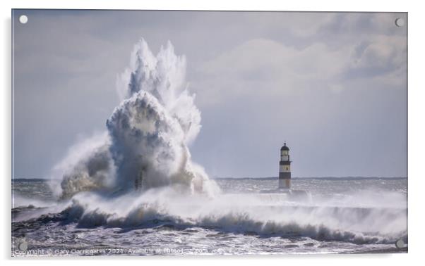 Crashing Waves at Seaham Acrylic by Gary Clarricoates