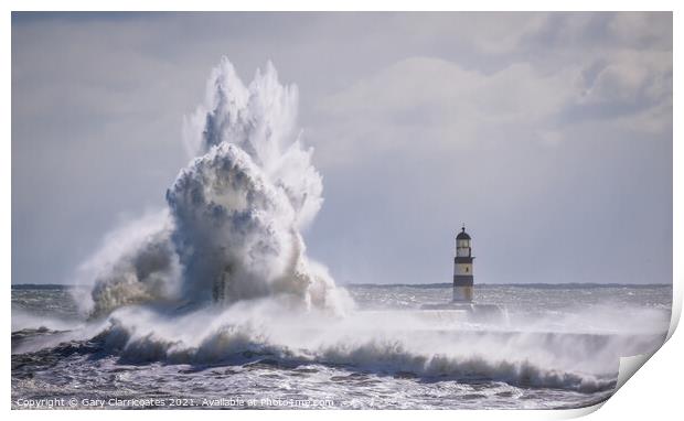 Crashing Waves at Seaham Print by Gary Clarricoates