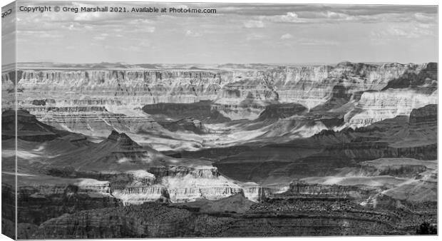The Grand Canyon - Black and White Canvas Print by Greg Marshall