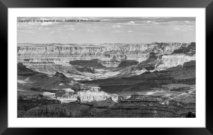 The Grand Canyon - Black and White Framed Mounted Print by Greg Marshall