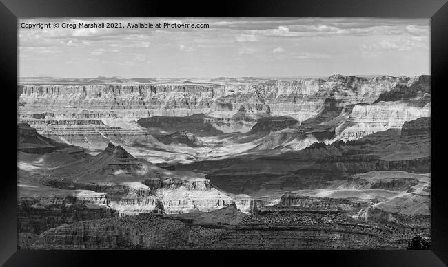 The Grand Canyon - Black and White Framed Print by Greg Marshall