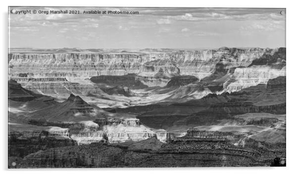The Grand Canyon - Black and White Acrylic by Greg Marshall
