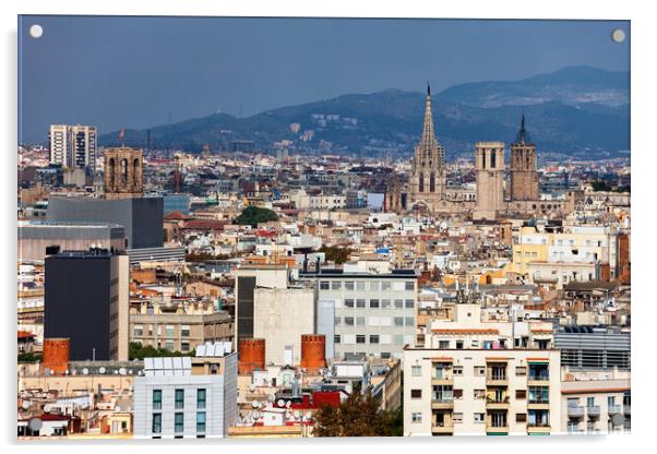 City Of Barcelona Cityscape Acrylic by Artur Bogacki