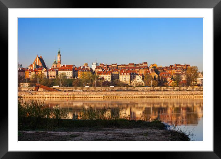 Warsaw City Skyline Old Town River View Framed Mounted Print by Artur Bogacki