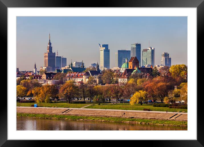 Capital City of Warsaw Cityscape in Spring Framed Mounted Print by Artur Bogacki