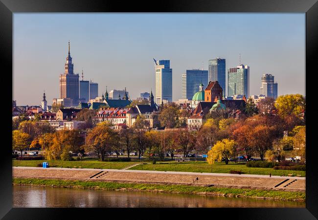Capital City of Warsaw Cityscape in Spring Framed Print by Artur Bogacki