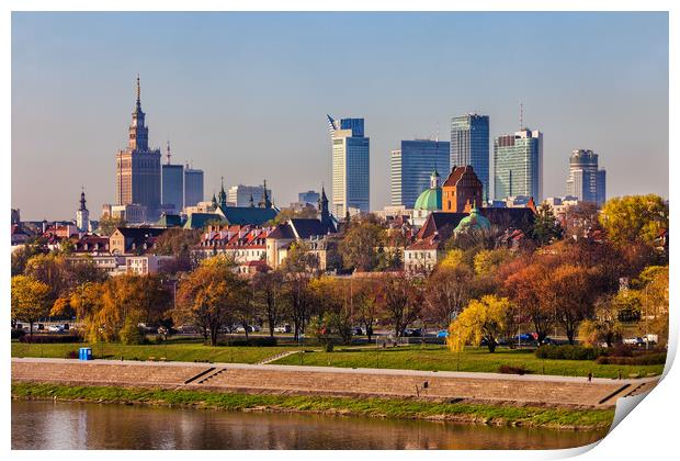 Capital City of Warsaw Cityscape in Spring Print by Artur Bogacki