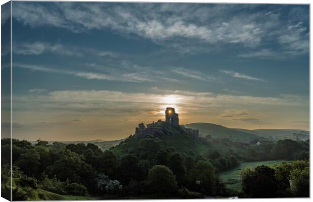 Corfe Castle Canvas Print by Andrew Sharpe