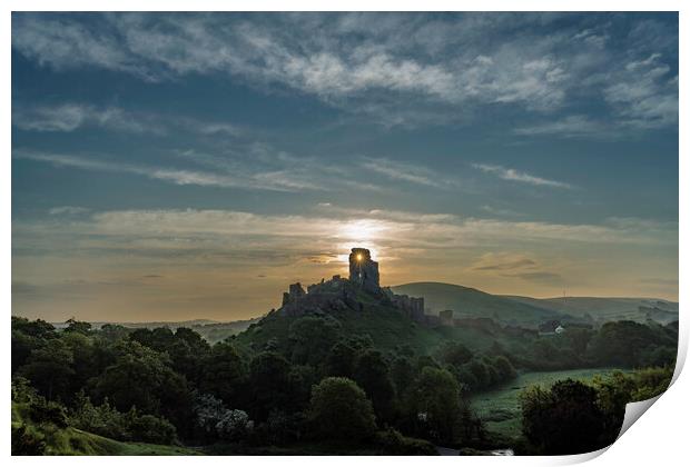 Corfe Castle Print by Andrew Sharpe
