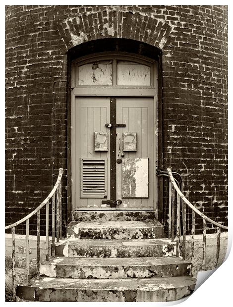 Spurn Point Lighthouse doorway Print by Glen Allen