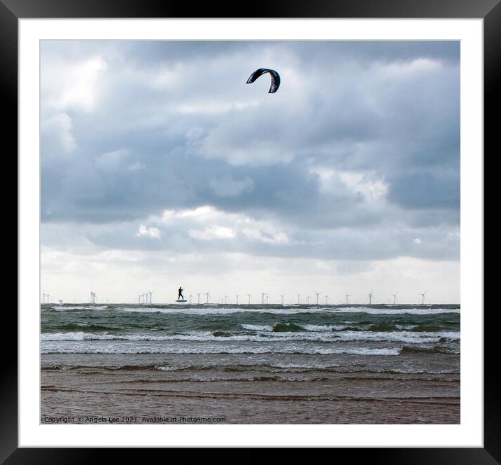 Kite Surfing  Framed Mounted Print by Angela Lee