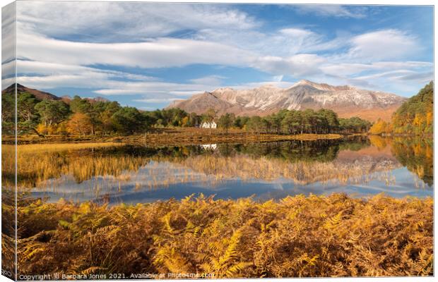 Beinn Eighe Loch Coulin in Autumn Torridon Scotlan Canvas Print by Barbara Jones