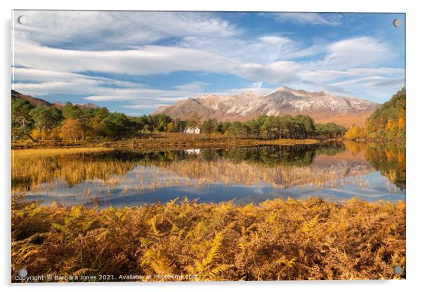 Beinn Eighe Loch Coulin in Autumn Torridon Scotlan Acrylic by Barbara Jones