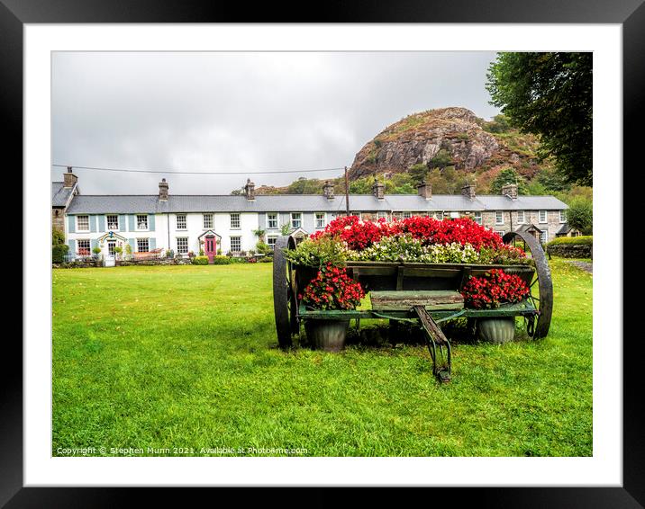 Beddgelert village green, Snowdonia National Park Framed Mounted Print by Stephen Munn
