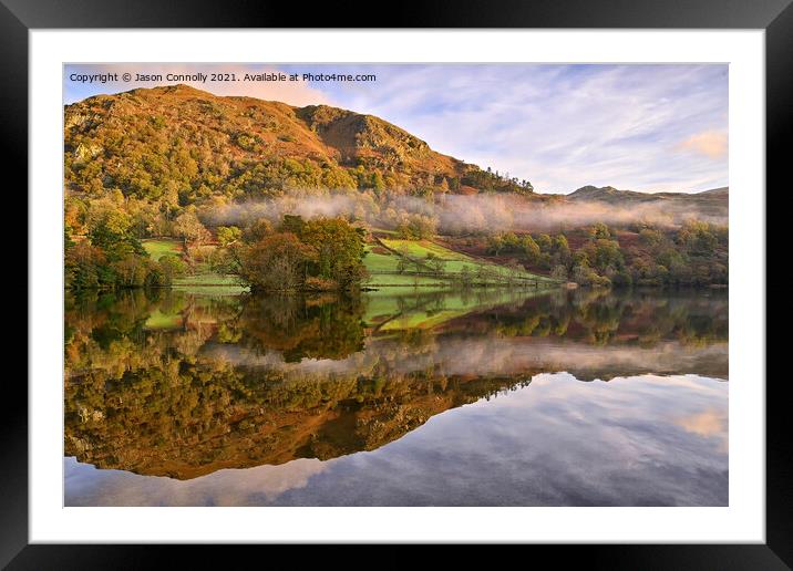 Rydal Water Reflections. Framed Mounted Print by Jason Connolly
