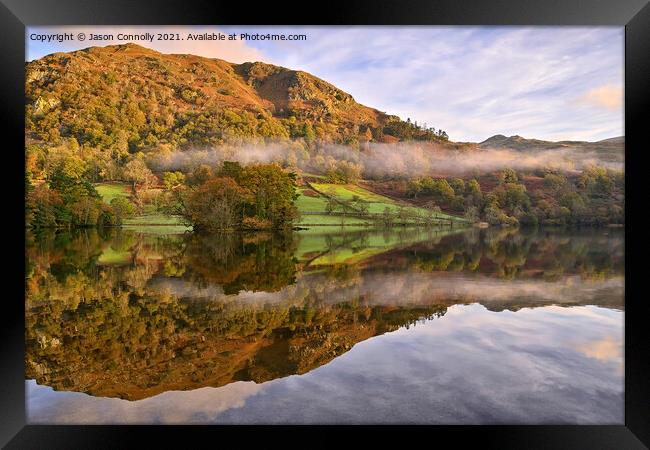 Rydal Water Reflections. Framed Print by Jason Connolly