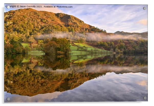 Rydal Water Reflections. Acrylic by Jason Connolly