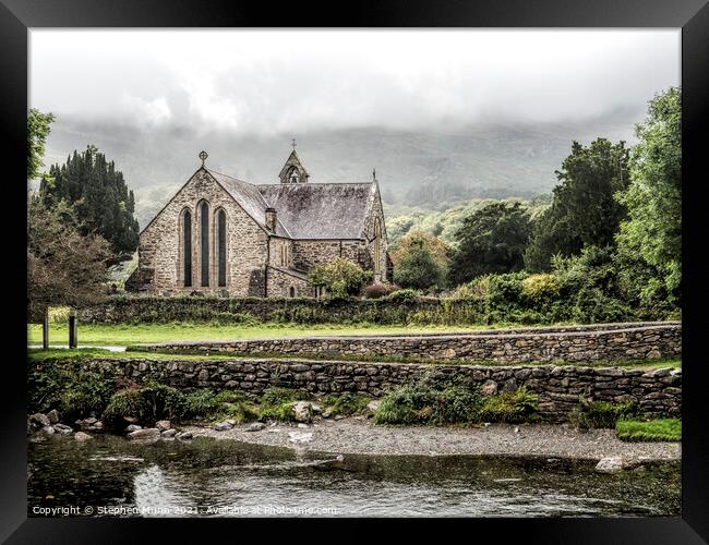 Beddgelert church, Snowdonia National Park, Wales Framed Print by Stephen Munn