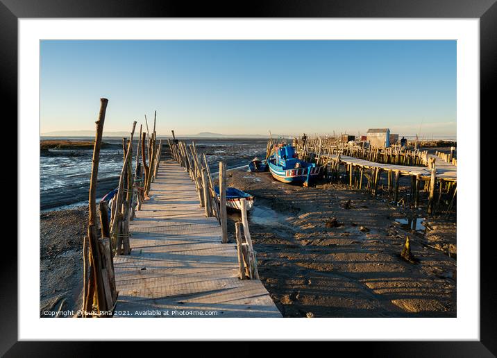 Carrasqueira Palafitic Pier in Comporta, Portugal with fishing boats Framed Mounted Print by Luis Pina