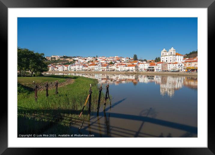 View of Alcacer do Sal cityscape from the other side of the Sado river Framed Mounted Print by Luis Pina
