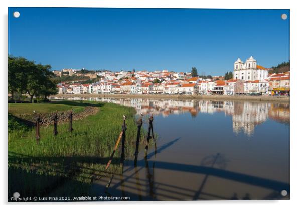 View of Alcacer do Sal cityscape from the other side of the Sado river Acrylic by Luis Pina