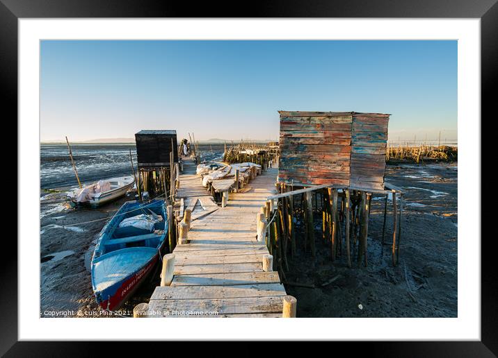 Carrasqueira Palafitic Pier in Comporta, Portugal with fishing boats Framed Mounted Print by Luis Pina