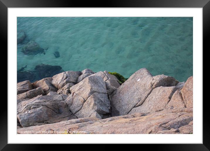 Crystal clear turquoise water in Sines, Portugal Framed Mounted Print by Luis Pina