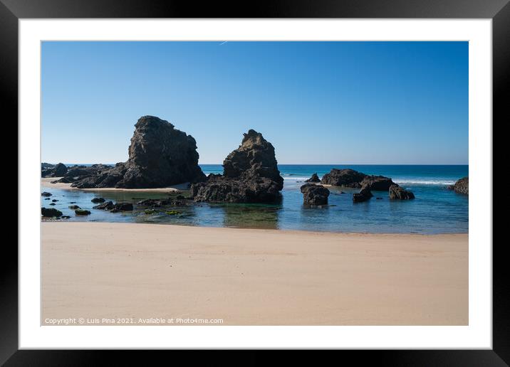 Praia da Samoqueira beach in Portugal Framed Mounted Print by Luis Pina