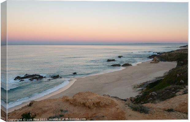 Praia do Malhao beach view at sunrise, in Portugal Canvas Print by Luis Pina