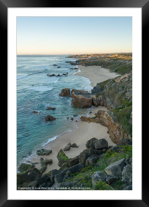 Praia do Malhao beach view at sunrise, in Portugal Framed Mounted Print by Luis Pina