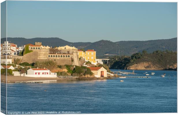 View of Vila Nova de Milfontes with river Mira, in Portugal Canvas Print by Luis Pina