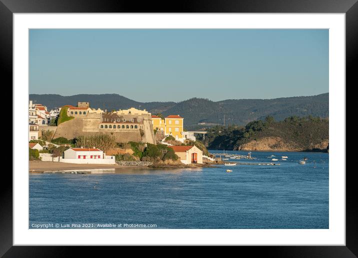 View of Vila Nova de Milfontes with river Mira, in Portugal Framed Mounted Print by Luis Pina