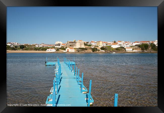 Vila Nova de Milfontes beach pier in Portugal Framed Print by Luis Pina