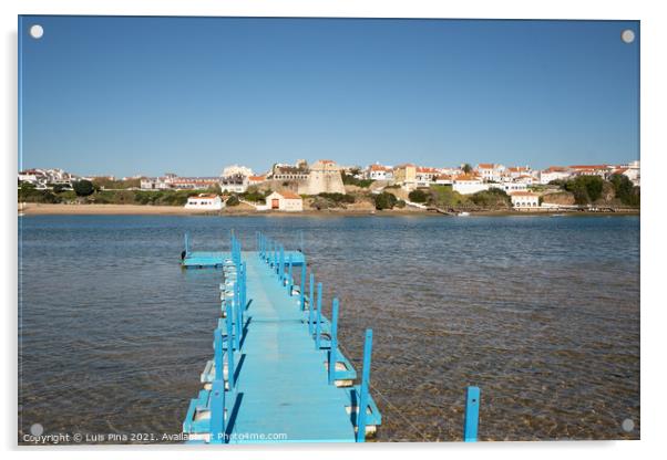 Vila Nova de Milfontes beach pier in Portugal Acrylic by Luis Pina