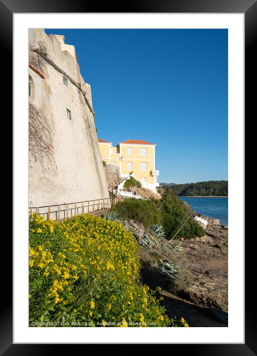 Vila Nova de Milfontes castle from the beach, in Portugal Framed Mounted Print by Luis Pina