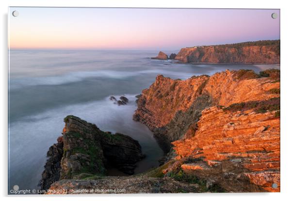 Praia de Odeceixe beach in Costa Vicentina at sunset, Portugal Acrylic by Luis Pina
