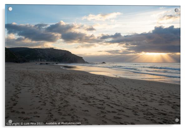 Praia do amado beach at sunset in Costa Vicentina, Portugal Acrylic by Luis Pina