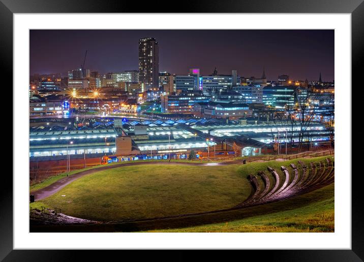 Sheffield Skyline at Night Framed Mounted Print by Darren Galpin