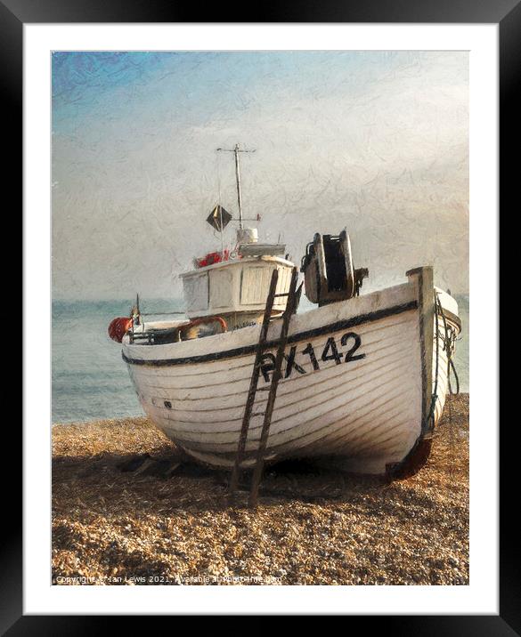 Fishing Boat and a Ladder Framed Mounted Print by Ian Lewis