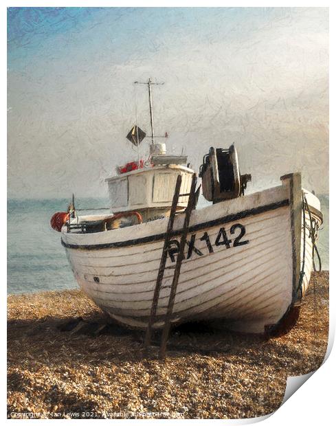 Fishing Boat and a Ladder Print by Ian Lewis